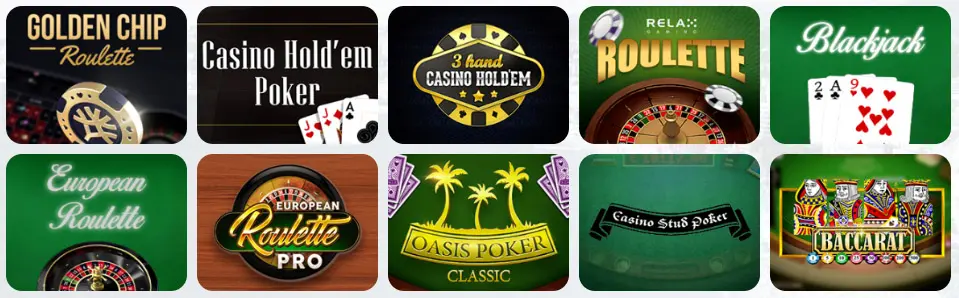 Jeux de table au WHITE LION CASINO